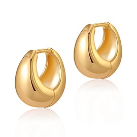 ALRNBY Textured 18k Gold Plated Hoop Earrings for Women Dainty Huggie Earrings Trendy Modern Jewelry (Gold-3)
