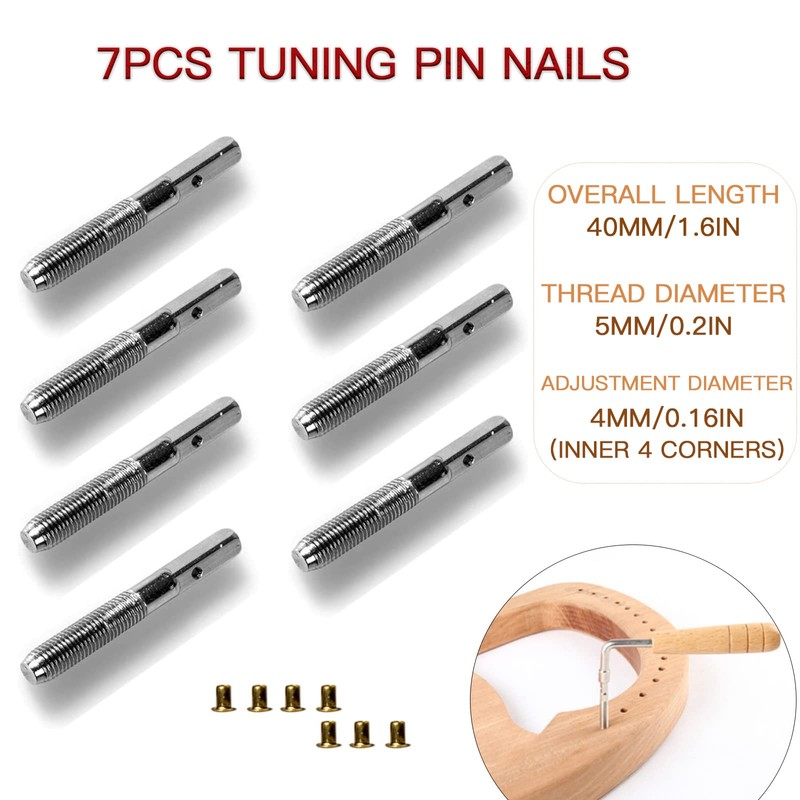 Cheerock 7 Lyre Harp Strings 7pcs String Pin Nails with