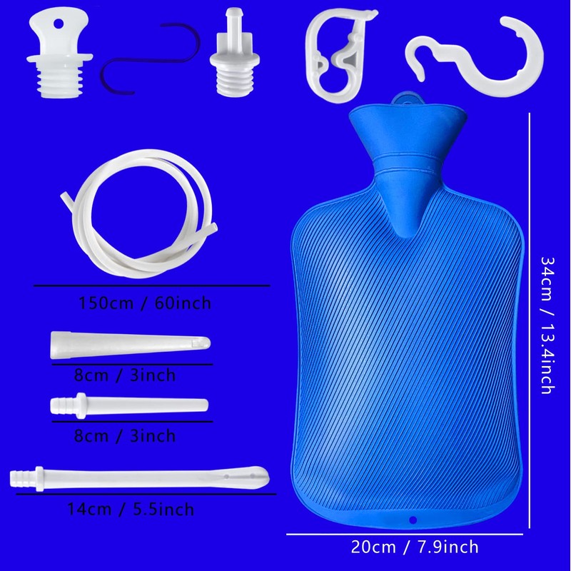 2 Quart Home Enema Bag Kit with Hose Tips and