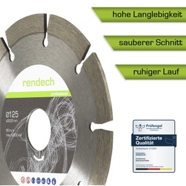 Rendech Pro Diamond Cutting Disc, 125 mm, 230 mm, for Concrete, Stone, Granite - 10 mm Sectional Height Diamond Tool