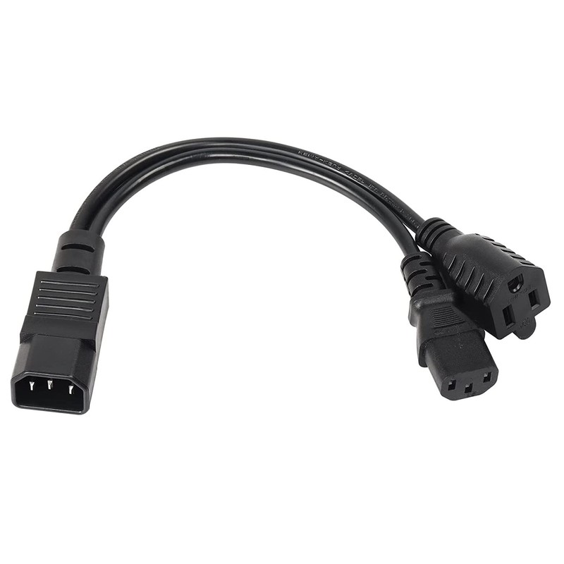 C14 to C13 NEMA 5-15R Y Splitter Power Cord IEC