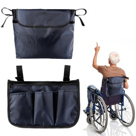 Lvjkes Rollstuhltasche hinten, Armlehnentasche, Wasserdichte Oxford rollstuhl tasche, Große Kapazität, für die meisten Rollstühle, Gehhilfen, Kinderwagen oder Rollatoren (Marineblau)