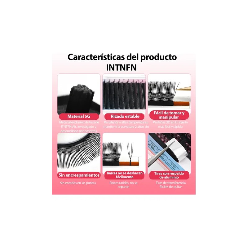 Pestañas Postizas Itntfn 4d Forma U Naturales Y Voluminosas