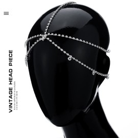 Fdesigner Cadena de cabeza de plata con diamantes de imitación vintage para bodas o novias