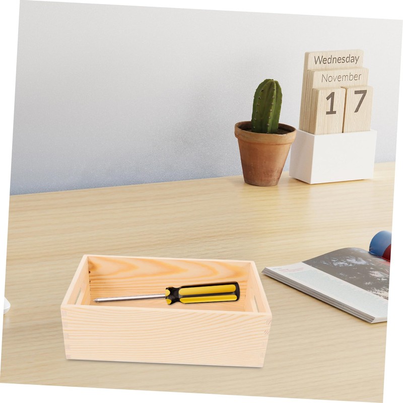 TEHAUX Box Solid Wood Storage Box with Handles Small Tool
