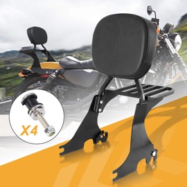 AUFER Motorcycle Passenger Low Backrest Sissy Bar with Luggage Rack and Docking Hardware Kits Compatible with for Sportster XL 883 1200 2004-2023