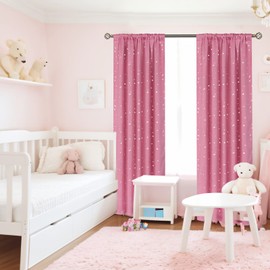 BGment Kids Blackout Curtains for Bedroom, Rod Pocket Room Darkening Curtains Decoration Thermal Insulation Window Drapes for Nursery, Children Room, 2 Panels, Each 52 x 54 Inch, Pink