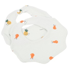 CORHAD 2Pcs Petal Shaped Bibs Soft Cotton Bibs for Feeding Playtime Breathable Skin Friendly Design Pineapple Red Pear Patterns for Newborns