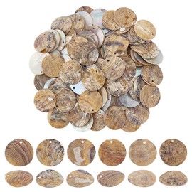 CRAFTYMELODY 120Pcs Flat Round Shell Charms Coin Disc Pendants 20mm Bulk Natural Shell Charms Beads for Jewelry Making Accessory Supplies Findings DIY Craft Bracelet Necklace Earring Home Decoration