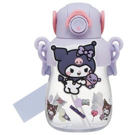 Skater Straw Bottle Water Bottle with Rubber Mascot, 650ml, One Push Open, with Lock Function, with Handle, with Shoulder Strap, Sanrio, Kuromi, Favorite Days, PRMC7ST-A