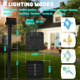 Nautical Solar Lights for Outside Sea Fish Outdoor Garden Decor Marine Fairy Garden Lights Waterproof Whale Shark Mola Manta Ocean Solar Outdoor Decorative String Lights 14ft 40LED Patio Yard Decor