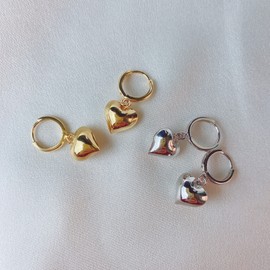 14k volume heart plump one-touch silver earrings volume heart plump pink gold (Pink Gold) / 14k 볼륨 하트 통통 원터치 은 귀걸이 볼륨 하트 통통  핑크골드 (Pink Gold)