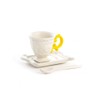 Seletti I-Wares Coffee Set with Coloured Handle, Porcelain, White/Yellow