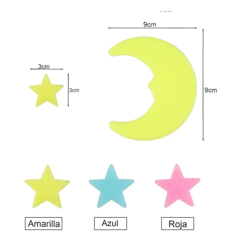 200 Estrellas Fosforescentes Figuras Decorativas Calcomanias