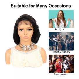 Vocoste Peluca Rizada Naturales Corta De Niña 12'' Negro Brillante