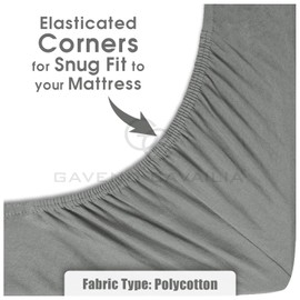 GC GAVENO CAVAILIA Fitted Sheet Single Bed | 10" (25cm) Deep Bedding Bottom Sheet with Elastic Corner | Polycotton Bed Sheet 90 x 190 Cm | Charcoal