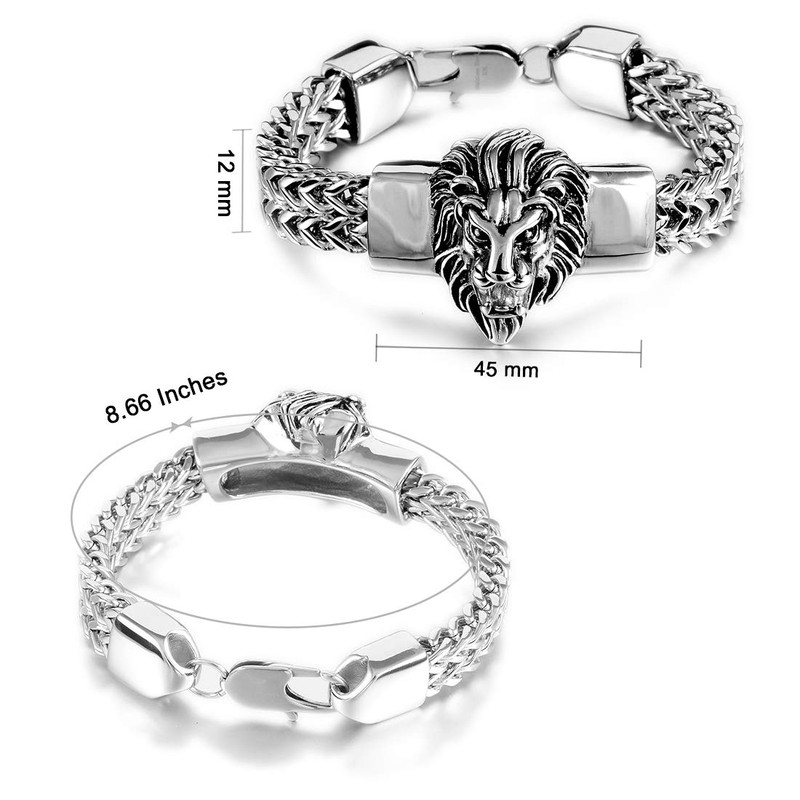 Mens Silver Bracelet Polishing Stainless Steel Heavy 12mm Double Franco