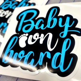 Oracal BABY BOY ON BOARD BLUE Decal Sticker Car Truck  5" x 5"