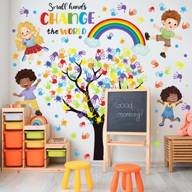 Resurhang Large Welcome Back to School Wall Stickers for Classroom Peel and Stick Colorful Wall Decals First Day of School Wall Murals Art for Playroom Daycare Preschool Nursery Decor(Hand)
