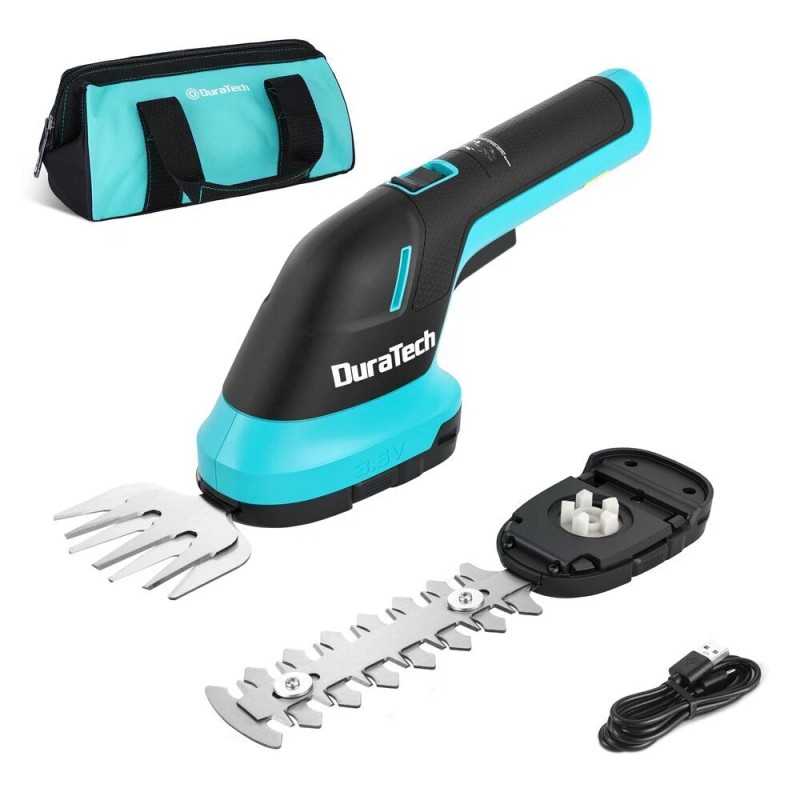 DURATECH 3.6V 2-in-1 Cordless Handheld Grass Trimmer & Hedge Shear