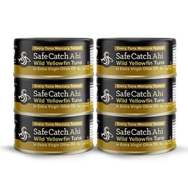 Safe Catch Canned Ahi Wild Yellowfin Tuna In Extra Virgin Olive Oil, Lower Mercury Every Tuna is Tested, Gluten-Free, Paleo, Keto, Whole30 Approved, High Protein Food, 5oz Cans, Pack of 6