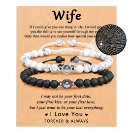 Gifts for Wife, Wife Birthday Gifts, Presents for Wife I Love You 100 Language Bracelets Gift, Valentine's Day Wedding Anniversary Christmas Gifts for Wife Her Women from Husband