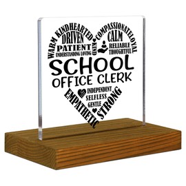 School Office Clerk Gifts, Office Clerk Appreciation Gifts, Secretary Office Gifts, Thank You Gifts for Office Assistant, Acrylic Desk Decor Sign with Wood Stand - FSA157