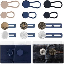 12 Pcs Pant Waist Extenders for Jeans, Trousers & Skirts, No Sew Adjustable Button Extenders, 1-1.8 Inches