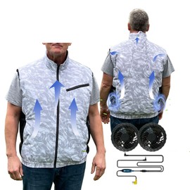 HNH Cooling Vest For Men and Women- Air Conditioning Fans, Heat Reducing Clothing, Unique Design Provides UV Protection (Storm white,3XL)