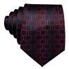 Barry.Wang Men Tie Set Plaid Red Black Grey Silk Necktie