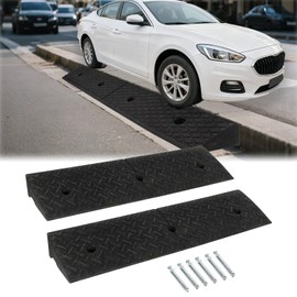 4" Curb Ramps for Driveway - PLSER 4" Rubber Curb Driveway Ramp 7700LBS/3.5T Capacity Vehicle Ramps for Motorcycle Car Bike Wheelchair,2PCS