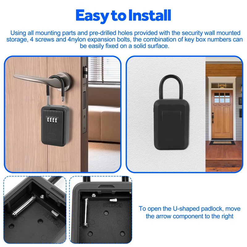 Miawtro Key Safe, Keysafe Wall Mounted Outside Waterproof with Removable