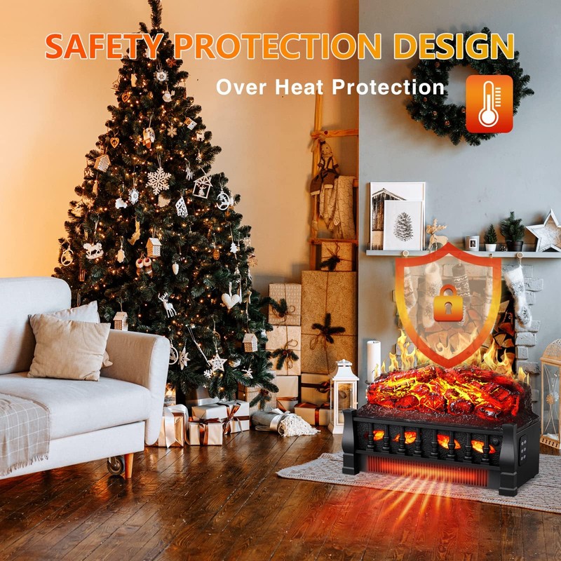 R.W.FLAME Electric Fireplace Log Set Heater 21IN, Remote Control, Flame