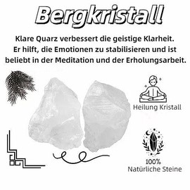 QINJIEJIE QINJIEJIE Bergkristall Gro?e Kristall Rohstein 2 Stck 100% Klare Quarz Natursteine Kristalle Raw Steine Premium Wasserstein fr Meditation Reiki Dekosteine