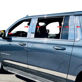 Tyger Auto Made in USA! Compatible with 2021 Chevy Suburban & GMC Yukon XL Chrome Stainless Steel Pillar Post Trim with Mirror Piece 12 PCS