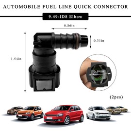 ZNDAW 2 PCS Fuel Line Quick Connector, 3/8 SAE to 5/16 ID Nylon Tubing Straight Fuel Line Connector, Bundy Female to Hose Barb Straight Fitting Quick Plugs for Most Vehicles (Elbow)