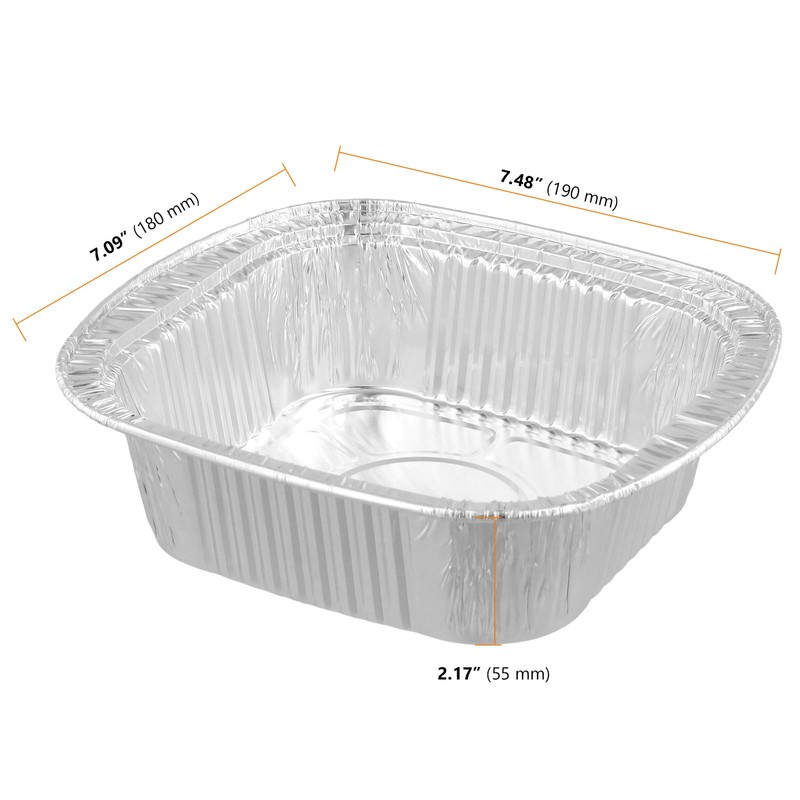 SEUNMUK 30 PCS Aluminium Foil Trays, Square, Silver, 190x180x55mm, with