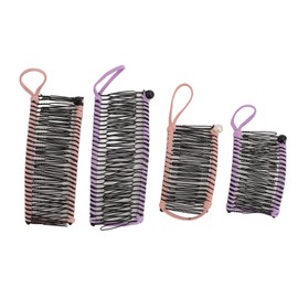 4pcs Stretchy Banana Hair Clip Vintage Decorative No Pressure Non Crease Clincher Comb Tool for Thick Thin Curly Hair 20 To 30 Teeth Pink Purple