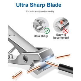 IDEEEPAN Nail Clippers for Thick Nails, Sturdy Sharp Heavy Duty Large Wide Jaw Opening Anti-Splash Fingernail and Toenail Clipper with Catcher for Seniors, Men & Women, Adult, Silver