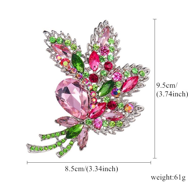 Axmerdal - Broche de ramo de diamantes de imitación para