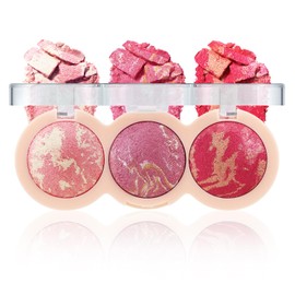 Boobeen Baked Powder Blush, Highlighting Pressed Blush Face Blushes Highlighter Finishing Powder Makeup, Natural Flush Tint for Cheeks, Long-wear Glow, Easily Blends