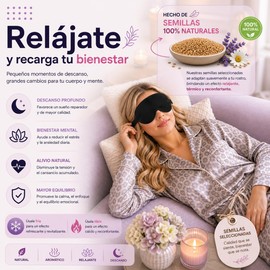 Antifaz de Semillas Máscara Térmica para Ojos con Calor Húmedo Compresa Caliente para Ojos Secos y Sensibles Activación en Microondas Alivio y Relajación Ocular Antifaz (Negro)