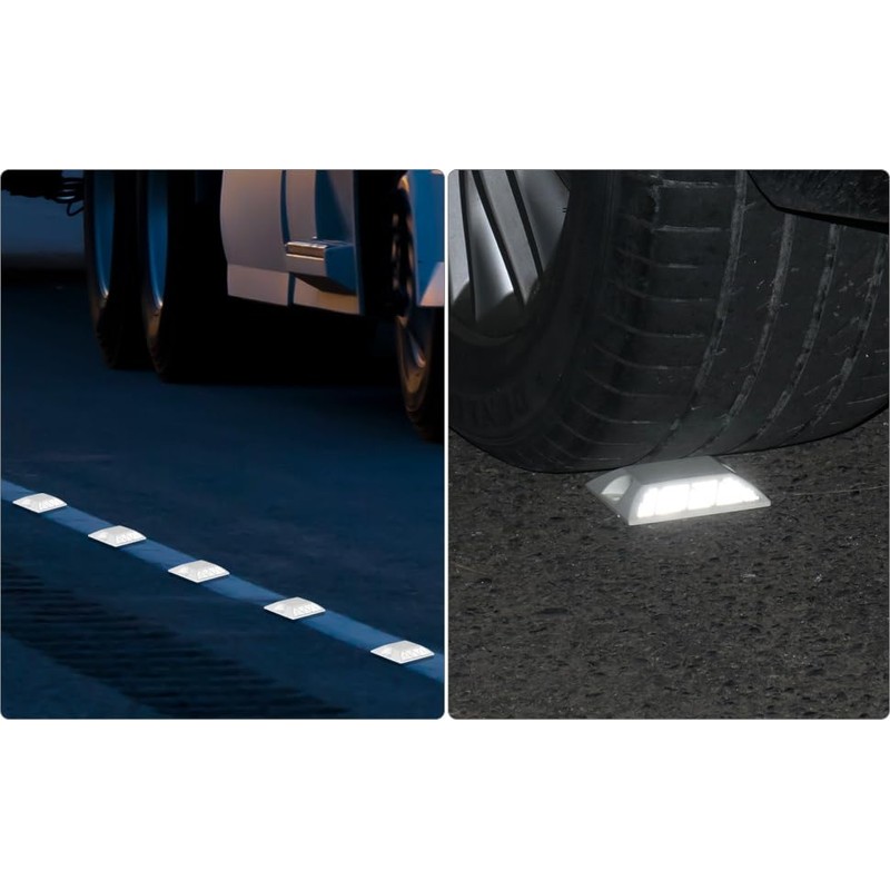 QWORK Road Reflectors, Pack of 10-4x4 Inch High-Reflectivity Driveway Reflectors