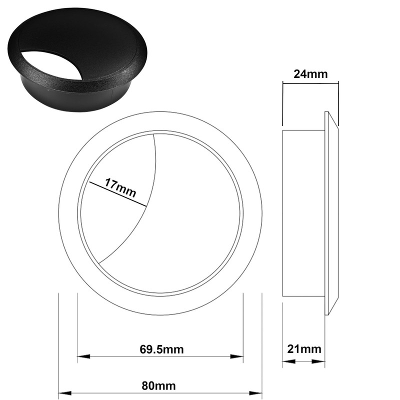 cyclingcolors 2 x Cable Grommets 70 mm Furniture Office Cable