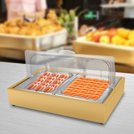 Ice Serving Trays for Parties Chilled Serving Display Tray with Clear Roll Top Cover Buffet Cold Serving Cooler Platter w/ 2 Ice Packs Cooling Food Dishes for Seafood Fruit Party Buffet Tray