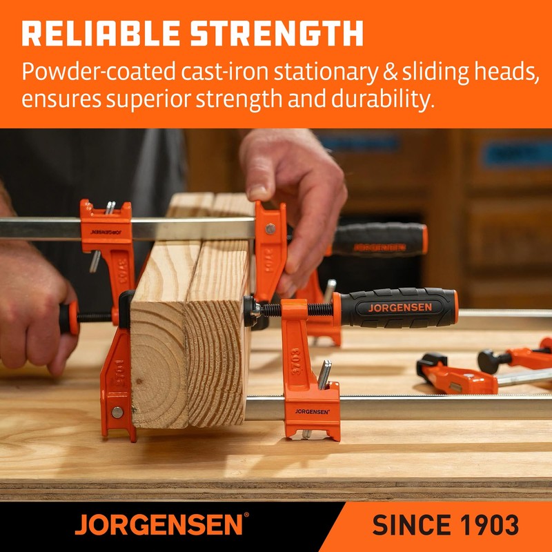 JORGENSEN 2-pack Steel Bar Clamps Set, 12-inch Medium Duty, 600