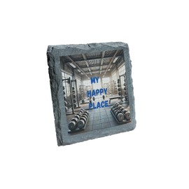 My Happy Place Gym Slate Coaster – Fitness Enthusiast's Gift (of slco-kf25-gymhappykvd)