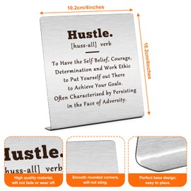 Motivational Desk Decoration Inspirational Gifts for Women Men Encouragement Gifts for Best Friend Coworker Hustle Definition Desk Decor Sign Positive Office Desk Sign Cheer Up Gift for Colleague