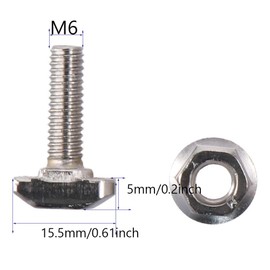 HOBBYIN 20 Sets of M6x20mm T Slot Drop-in Bolt and M6 Hexagon Flange Nut Set for 30 Series Aluminum Profile Hammer Head T-Bolt T Shape Stud Sliding Screw