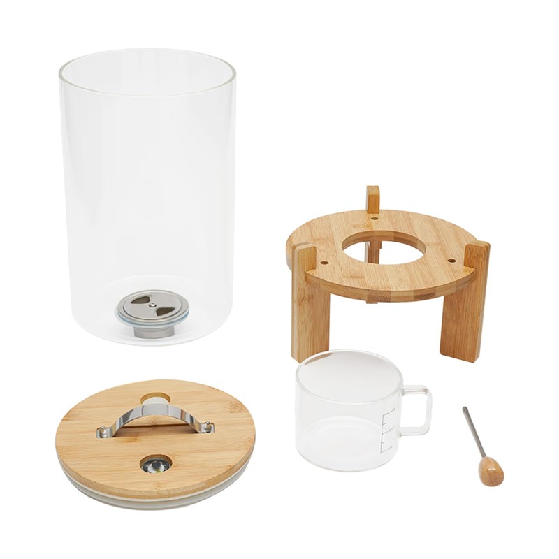 HAPPCUCOE Grain Dispenser Multigrain Storage Jar Clear Glass Rice Flour